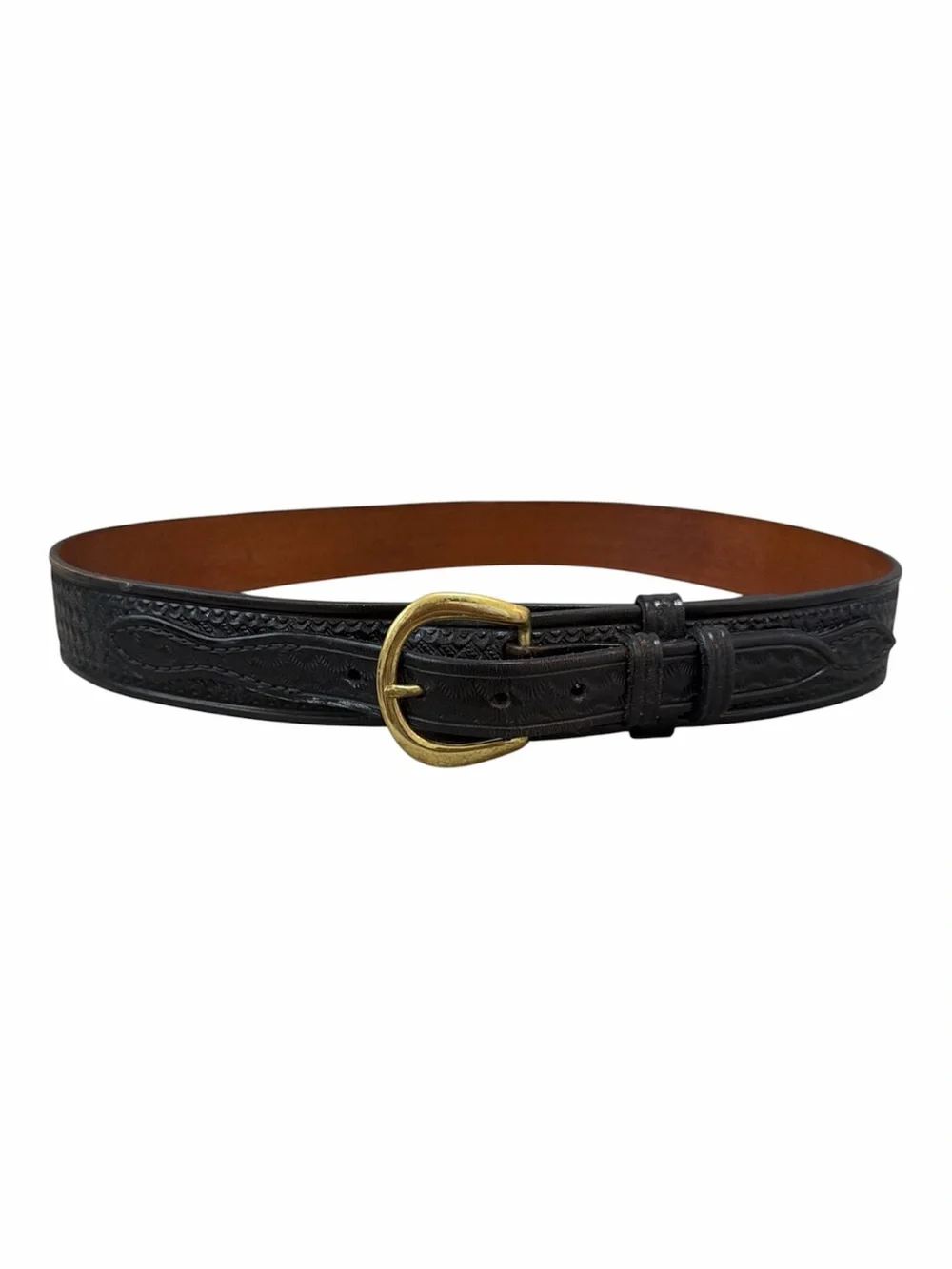 Vintage Don Hume Basket Weave River Belt Black